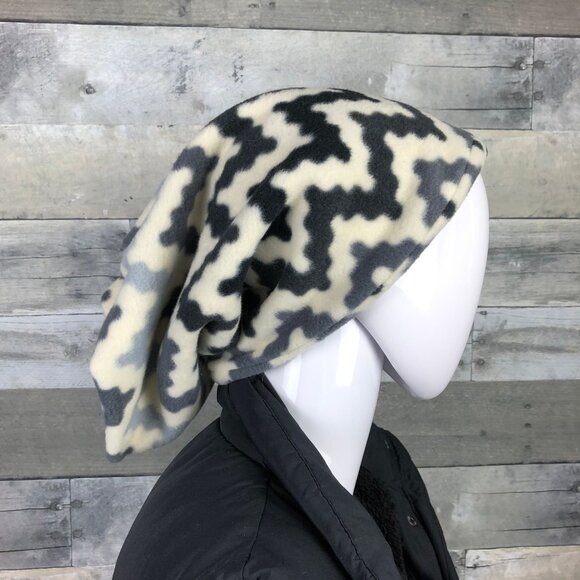 Chevron Fleece Neck Gaiter: Gray Ombre Neck Warmer - Picture 4 of 9